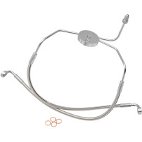 Designer Series Front Lower Brake Line Kit — without ABS, Silver Polished