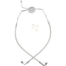 Designer Series Front Lower Brake Line Kit — without ABS, dual disc, Silver Polished