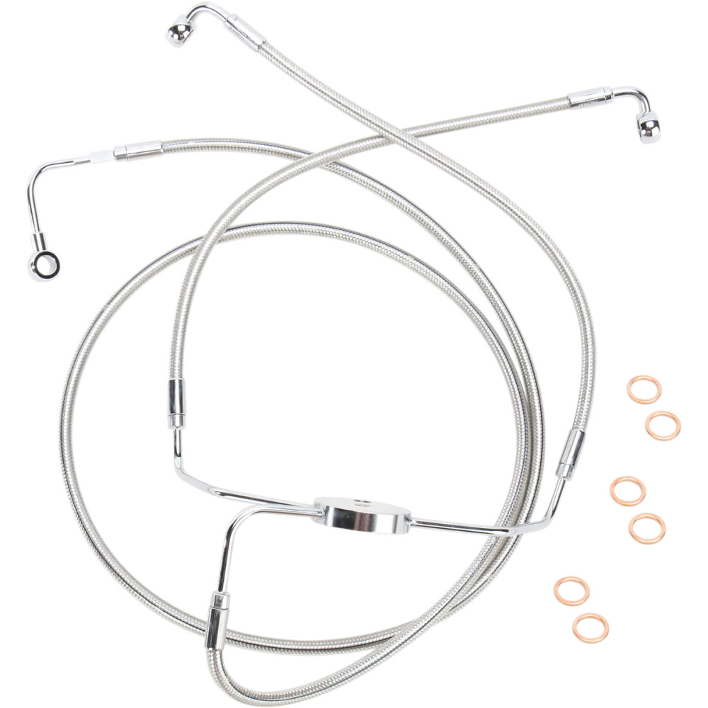 Designer Series Front Lower Brake Line Kit — 2018+ dual-disc Softails, Silver polished