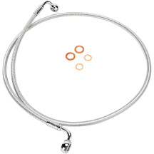 E-Z Align Braided Single Disc Front Brake Line — 42", 10 mm banjo, 7/16" banjo, without ABS, Chrome