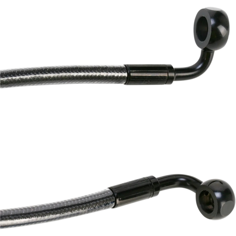 E-Z Align Braided Single Disc Front Brake Line — 117 cm (46"), without ABS, 10 mm 90° banjo, 7/16" 90° banjo