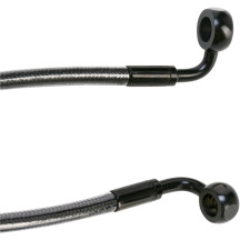 E-Z Align Braided Single Disc Front Brake Line — 137 cm (54"), 10 mm 90° lower banjo, 7/16" 90° upper banjo, without ABS