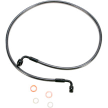 E-Z Align Braided Single Disc Front Brake Line — 137 cm (54"), 10 mm 90° lower banjo, 7/16" 90° upper banjo, without ABS