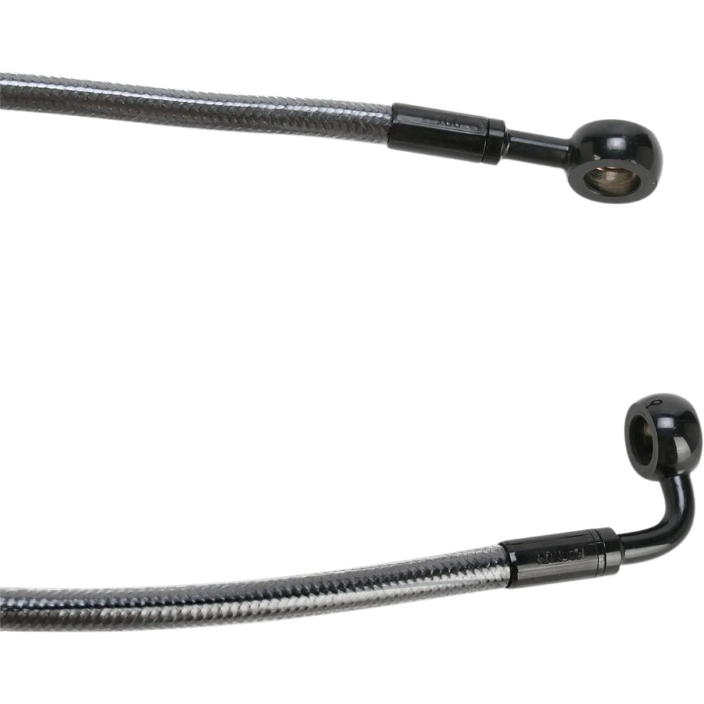 E-Z Align Braided Single Disc Front Brake Line — 112 cm (44"), without ABS, 10 mm 90° & 7/16" 180° banjos