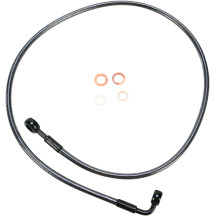E-Z Align Braided Single Disc Front Brake Line — 48 in, without ABS, 10 mm 90° lower banjo