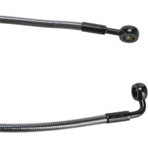 E-Z Align Braided Single Disc Front Brake Line — 137 cm (54"), 10 mm 90° lower banjo, 7/16" 180° banjo, without ABS