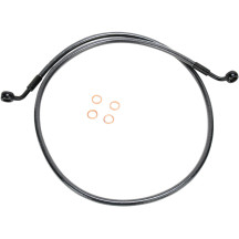 E-Z Align Braided Single Disc Front Brake Line — 50" , 3/8" 60° banjo, without ABS, Black Pearl