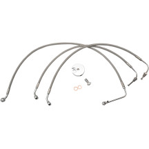 Kit de latiguillos de freno de acero inoxidable — 12" - 14", sin ABS, Ape Hanger, Plata