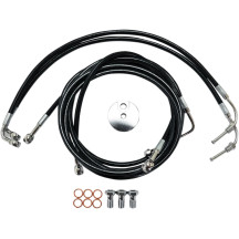 Kit de latiguillos de freno trenzados negros — 38–43 cm (15–17"), delantero, con ABS