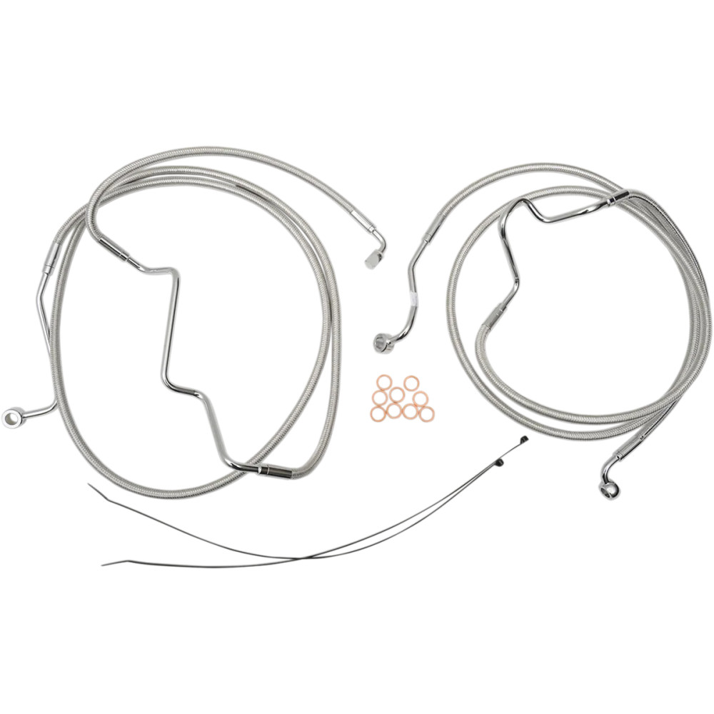 Designer Series Front Lower Brake Line Kit — Front lower, dual-disc, with ABS, Silver Polished