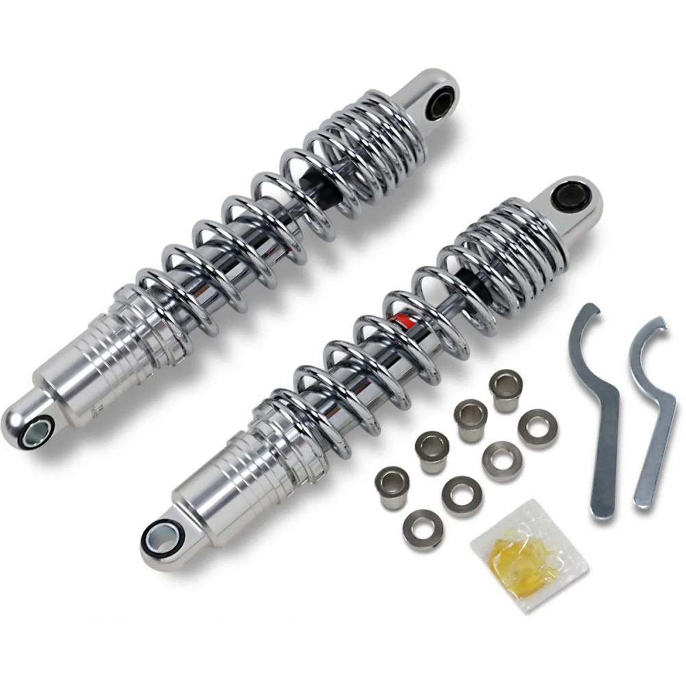 Premium Ride-Height Adjustable Shocks — 342.9 mm (13.50") extended, ±0.50" ride-height, Black/Chrome, rear