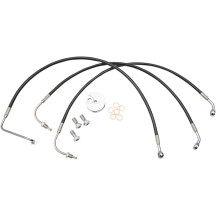 Kit de latiguillos trenzados negros — estándar, delantero, compatible con ABS/no ABS