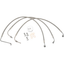 Kit de latiguillos de freno de acero inoxidable — 46 cm–51 cm (18"–20"), ABS o sin ABS, Plata