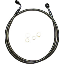 E-Z Align Braided Single Disc Front Brake Line — 38" length, without ABS, 3/8" 60° lower banjo, 10 mm 35° upper banjo, Black
