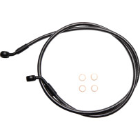 E-Z Align Braided Single Disc Front Brake Line — 117 cm (46"), without ABS, 3/8" 60° lower, 10 mm 35° upper