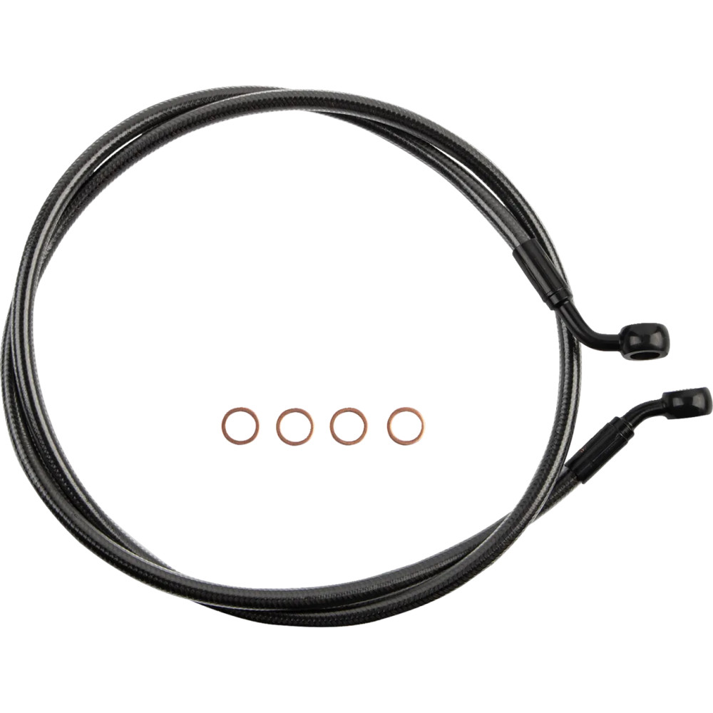 E-Z Align Braided Single Disc Front Brake Line — 122 cm (48"), without ABS, 3/8" 60° lower banjo, 10 mm 35° upper banjo