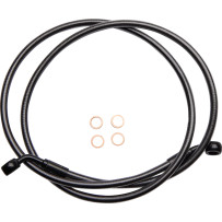 E-Z Align Braided Single Disc Front Brake Line — 137 cm (54"), without ABS, 3/8" 60° lower banjo, 10 mm 35° upper banjo