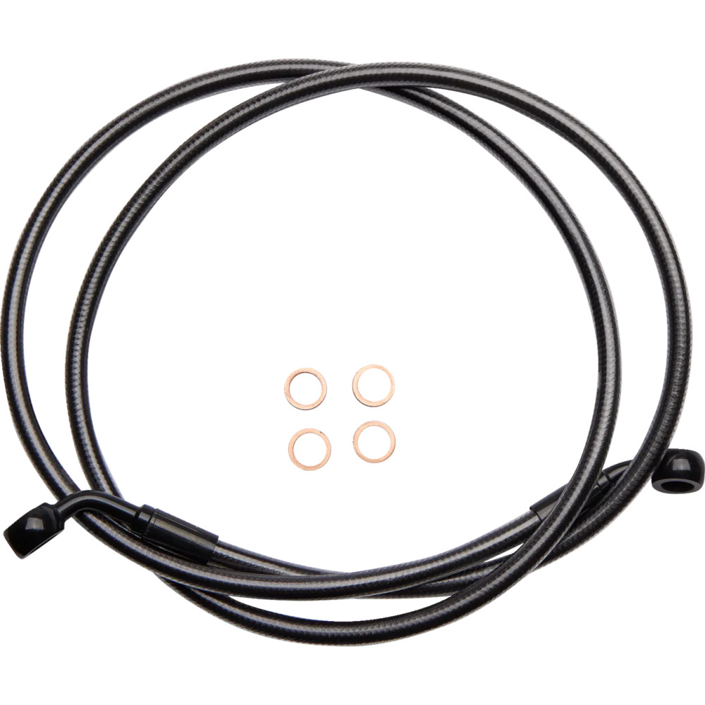 E-Z Align Braided Single Disc Front Brake Line — 137 cm (54"), without ABS, 3/8" 60° lower banjo, 10 mm 35° upper banjo