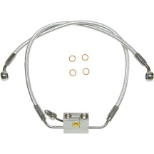 Designer Series Front Lower Brake Line Kit — Chrome, dual disc, with ABS