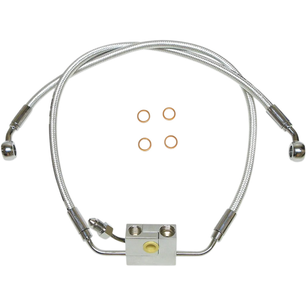 Designer Series Front Lower Brake Line Kit — Chrome, dual disc, with ABS