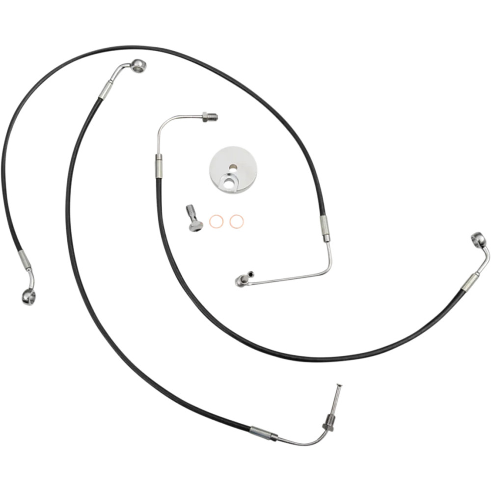 Kit de líneas de freno trenzadas negras — 38 cm - 43 cm (15" - 17"), posición delantera, con ABS