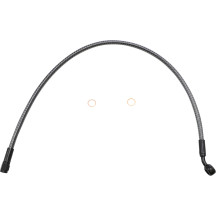 KARBONFIBR Upper Brake Line — 58.5 cm (23 in), -3 hose, 10 mm 35° banjo, Silver