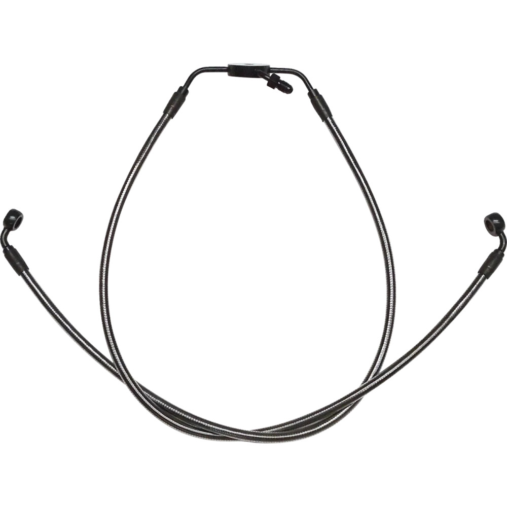 Designer Series Braided Non-ABS Lower Brake Line Assemblies — 38 cm (15"), 56 cm (22"), 12 mm 35° banjo, 10 mm 180° banjo