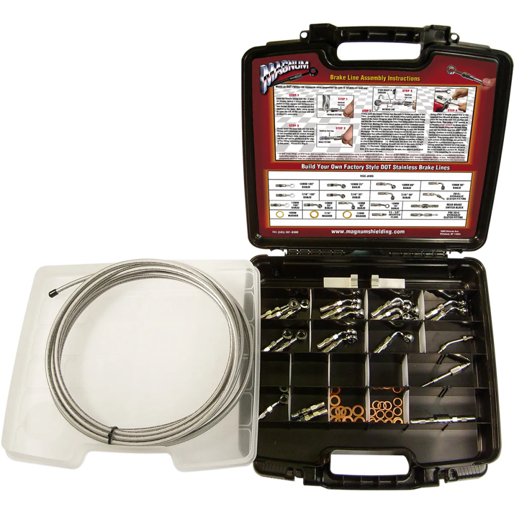 BYO® Build-Your-Own Brake Line Deluxe Kit — Chrome, stainless steel