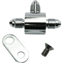Brake Line T-Block Fitting — AN-3 fitting, Chrome