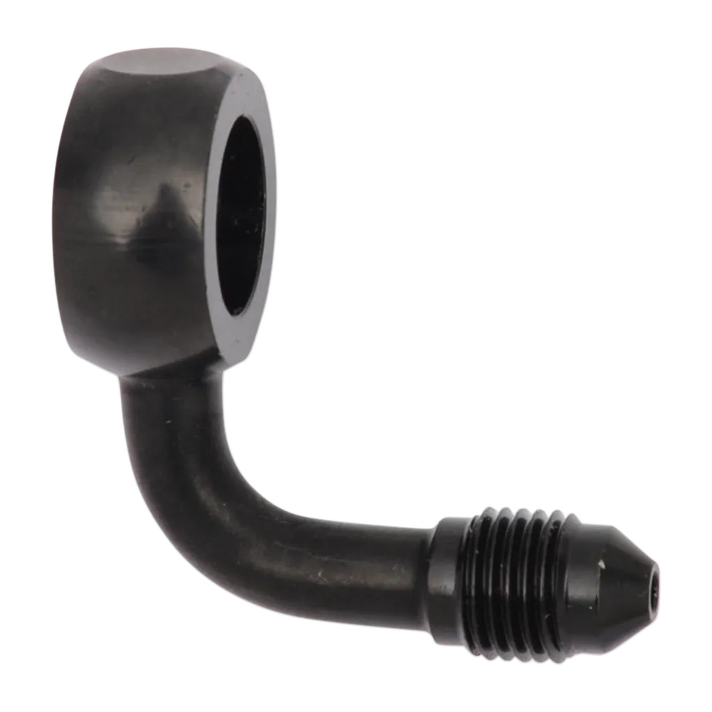 -3 AN Banjo Fitting — 12 mm (1/2"), -3 AN male, 90° bend, Black