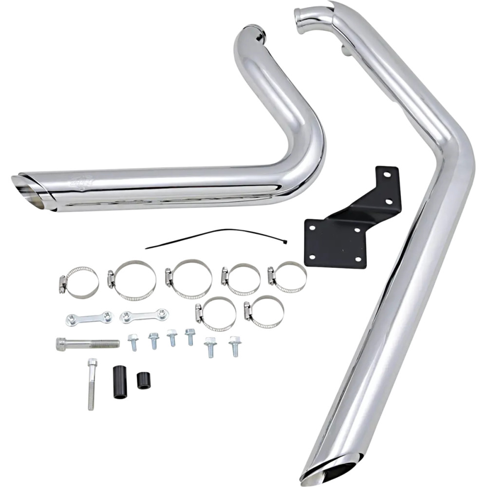 Shortshots Staggered Exhaust System — 2-into-2 system, slash-cut end caps, chrome