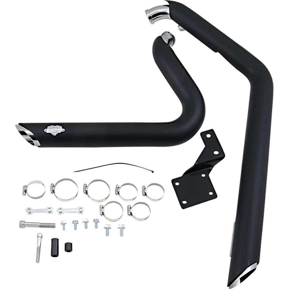 Shortshots Staggered Exhaust System — Black, 2-Into-2 System, Slash-Cut