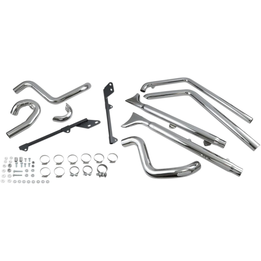 True Duals Exhaust System with Fishtail Mufflers — 2-Into-2 System, 57.2 mm (2-1/4"), Chrome