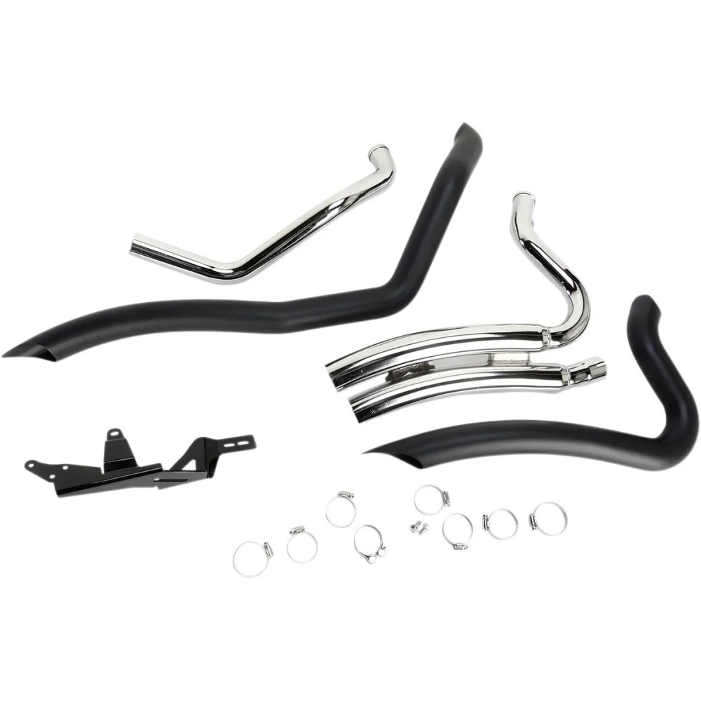 Speedster Swept Short Exhaust System — Full system, 2-Into-2, 2.5-inch heat shields, Black