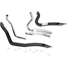 Speedster Swept Short Exhaust System — Full system, 2-Into-2, 2.5-inch heat shields, Black