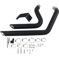 Shortshots Staggered Exhaust System — Black, 2-Into-2 System, Slash-Cut