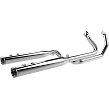 2-into-2 Dominator Exhaust System — 2-into-2 system, 4.5" mufflers, black end caps