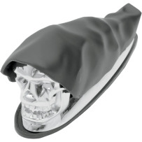 Shrouded Skull Fender Ornament — Black, chrome finish, front mount