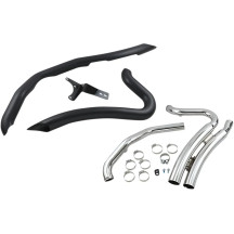 Sistema de escape corto Speedster Swept — sistema 2-into-2, escudos térmicos 2.5 in, tubos 1.75 in, negro/cromo