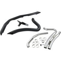 Speedster Swept Short Exhaust System — 2-into-2, 2.5 in shields, 1.75 in headpipes, Black/Chrome