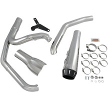 2-into-1 Road Rage Exhaust System — 4" muffler, Chrome, Black end cap