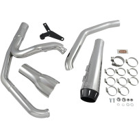 2-into-1 Road Rage Exhaust System — 4" muffler, Chrome, Black end cap
