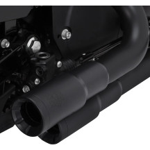 Sistema de escape 2-into-2 Mini-Grenades — negro cerámico, protectores de calor 2-1/4"