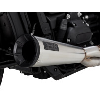 2-into-1 Upsweep Exhaust System — 2-into-1 system, Brushed finish, 304 stainless steel