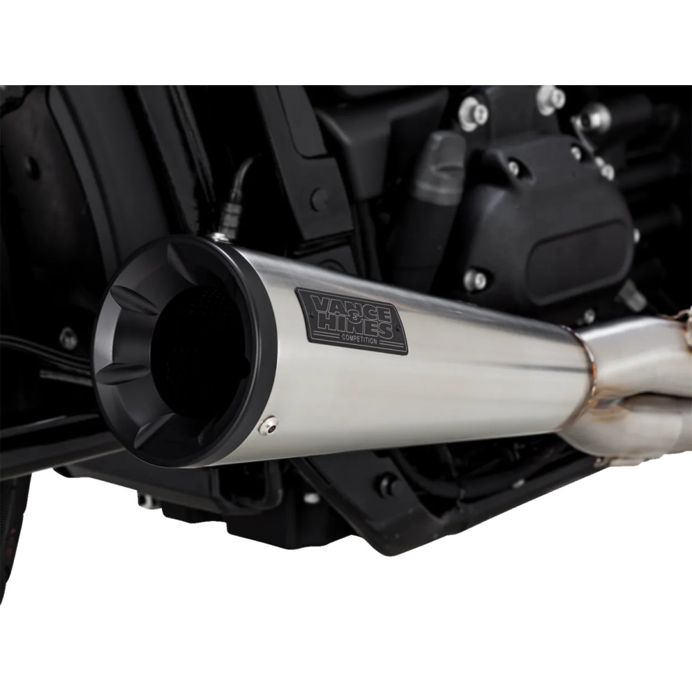 2-into-1 Upsweep Exhaust System — 2-into-1 system, Brushed finish, 304 stainless steel