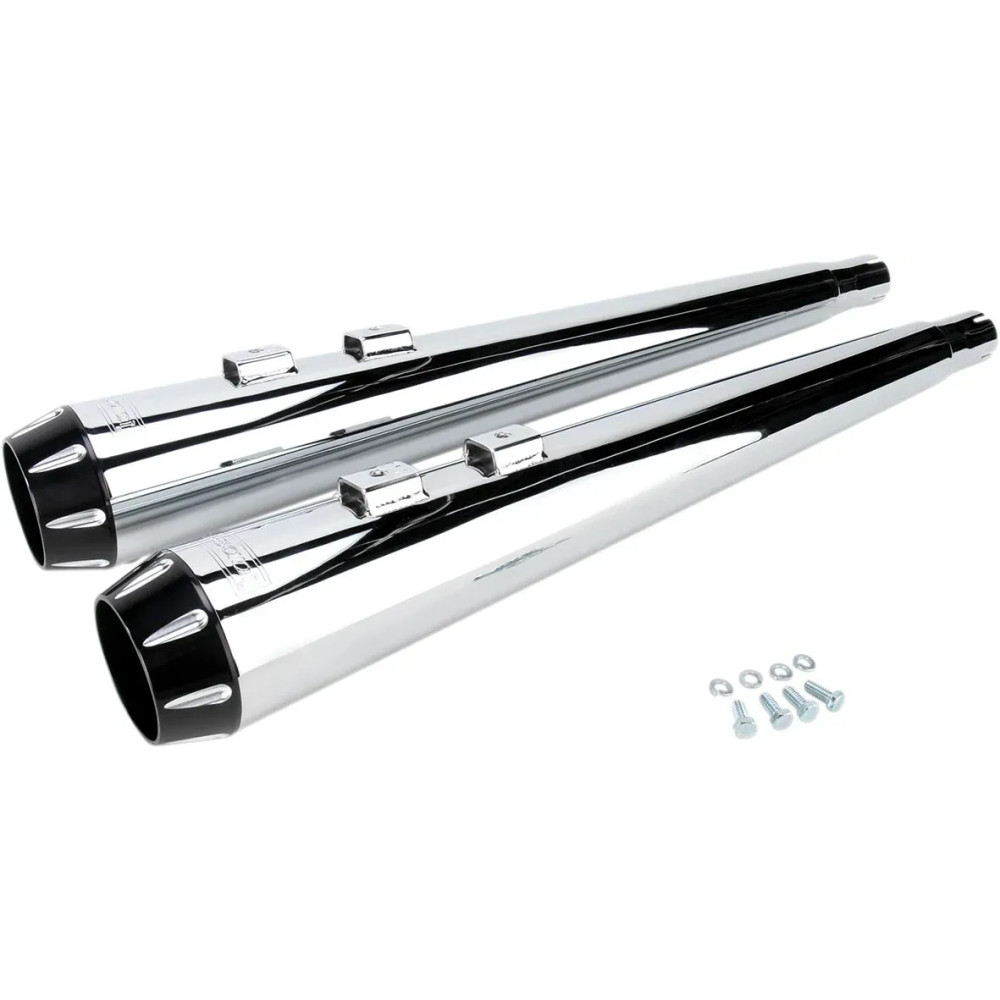 Megaphone Slip-On Mufflers — 4" outer diameter, Chrome