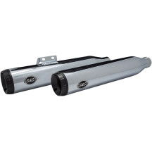 Grand National Race Slip-On Mufflers — Chrome finish, black end caps, pair