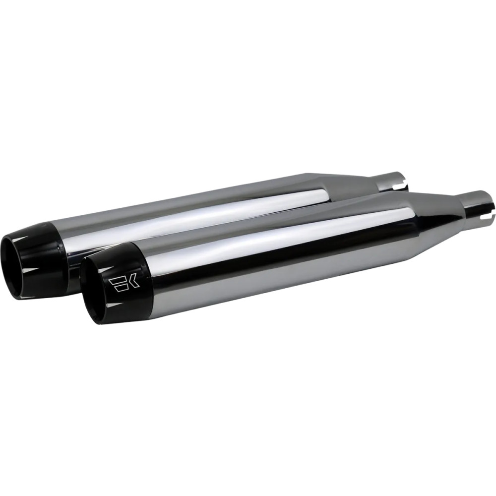 3-1/2" Slip-On Mufflers — 3.5" diameter, chrome, black end caps