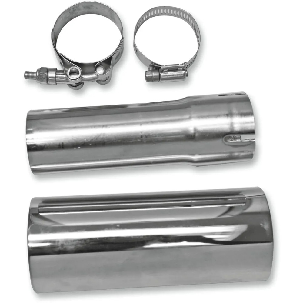 Muffler Adapter — 1-3/4" inlet, fits OEM 2-into-1 systems, Chrome