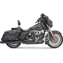 True-Dual Down Under Headpipes — 1-3/4" headpipes, 2-1/4" heat shields, fits ’95–’16 style mufflers, black powder-coated